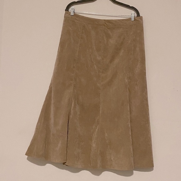 Renuar Collection Montreal 🇨🇦 Sz 12 Tan Mermaid Corduroy Maxi Skirt - Picture 2 of 11
